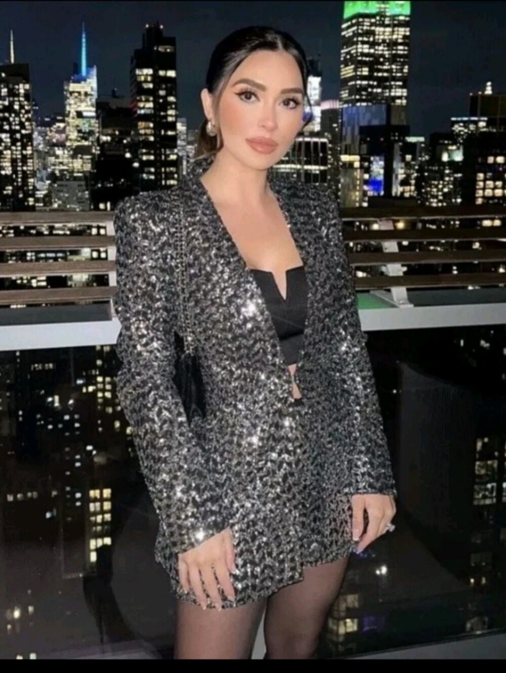 Zara Silver Sequin Blazer Jacket